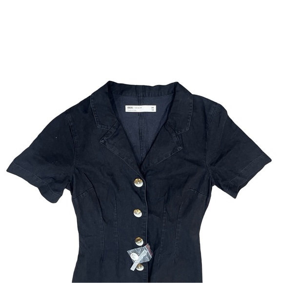 ASOS Black Denim Button-Down Mini Dress | Size Medium / 8 | NWT - Picture 6 of 11